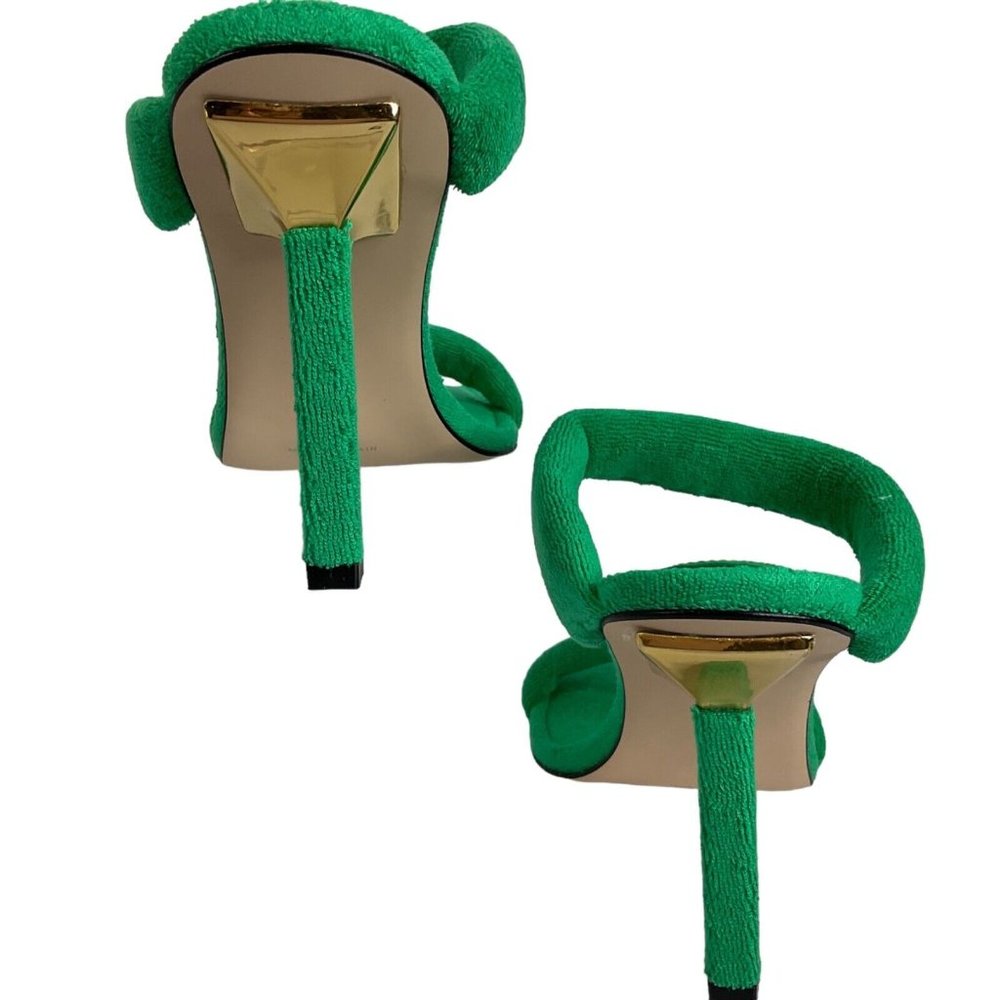 Good American Shoes Womens Size 9 Green Terry Cloth Heels Stilleto $260 Nwb - Picture 4 of 12